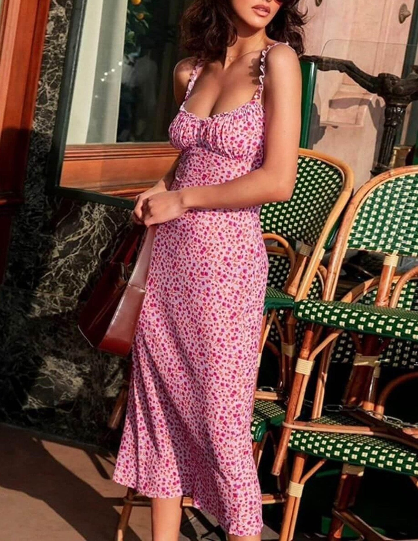 Women's Bianca Ruffle Floral Backless Midi Dress