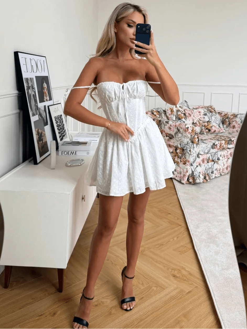 Women's SOERA Bianca Embroidered Hollow-Out Mini Dress