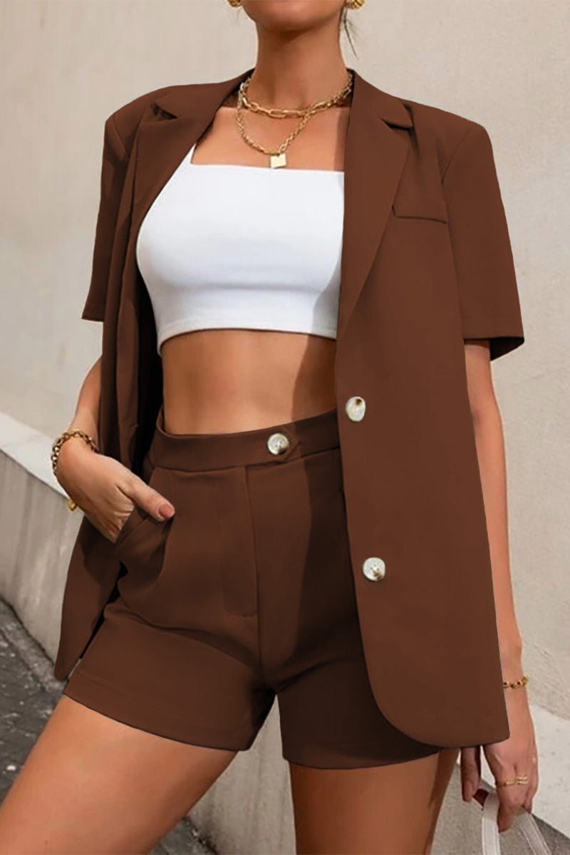 Women's SOERA Elena Two-Piece Collared Short Sleeve Set