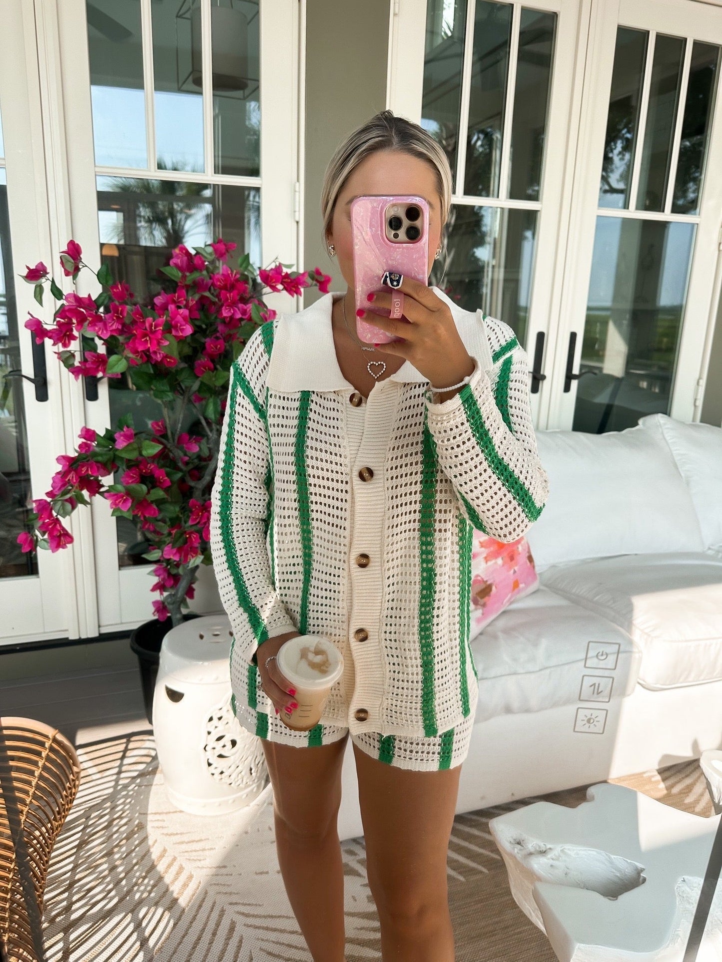 Women's SOERA Ana Striped Crochet Two-Piece Set