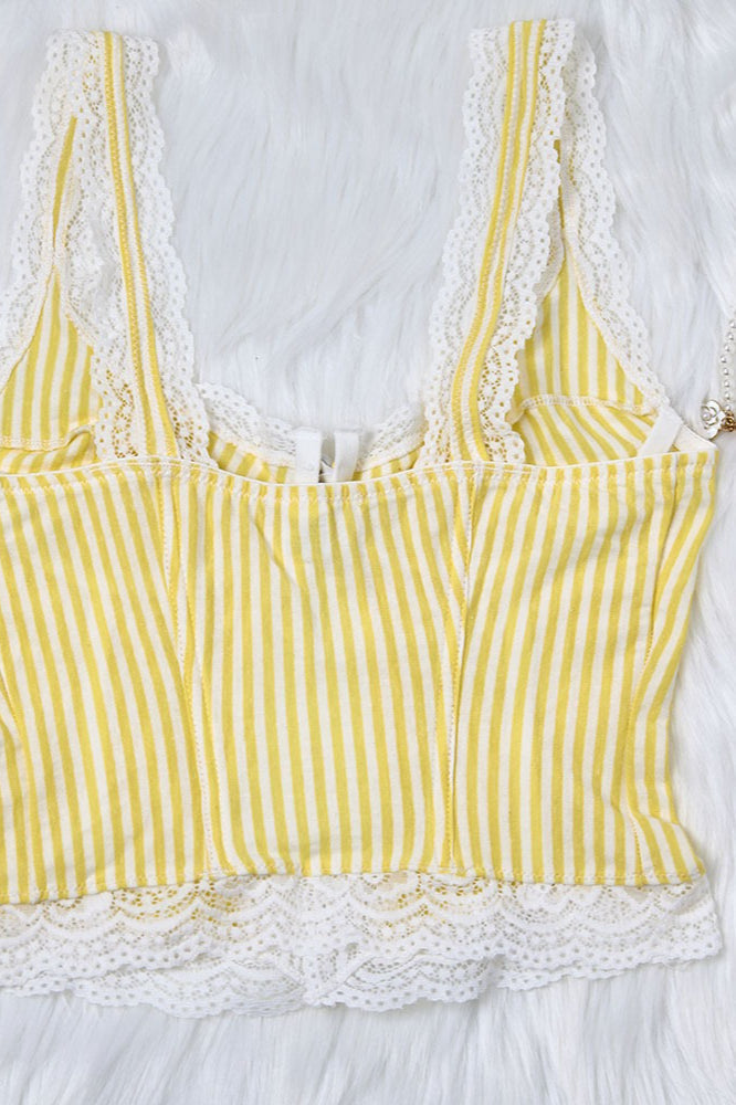 Women's SOERA Celeste Ruffled Stripe Lace Tank Top