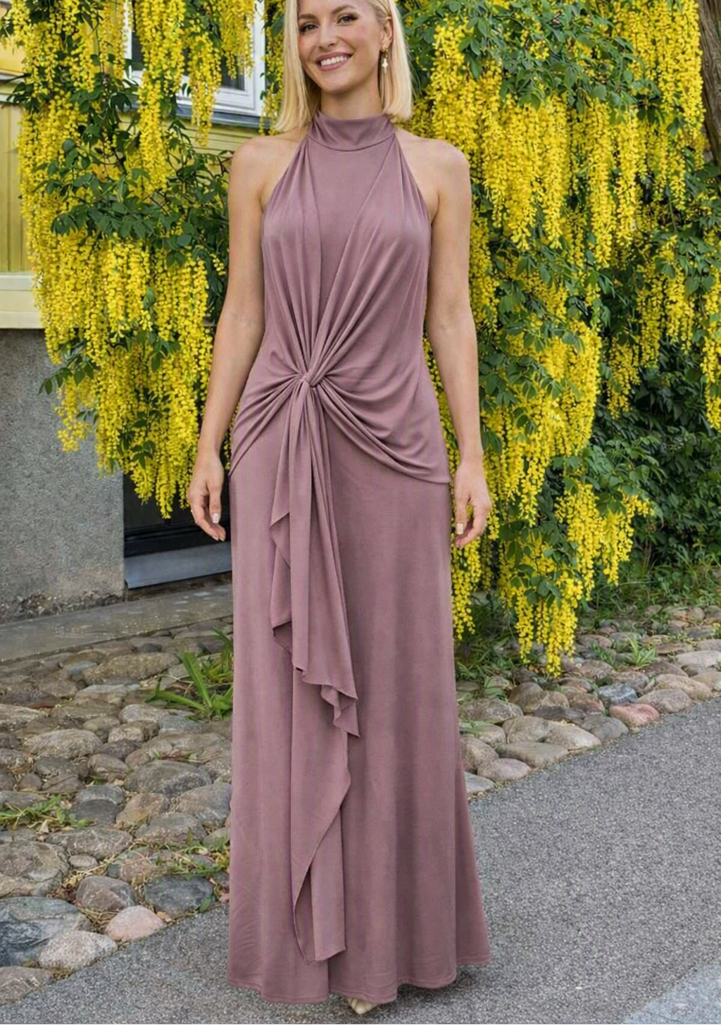 Women's SOERA Bianca Halter Tie Backless Maxi Dress