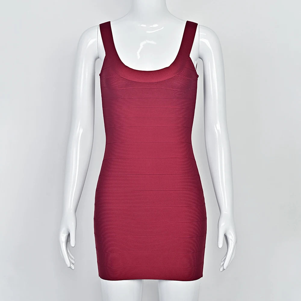Women's Sexy Bustier Backless Bodycon Bandage Mini Dress Pink