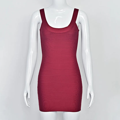 Women's Sexy Bustier Backless Bodycon Bandage Mini Dress Pink
