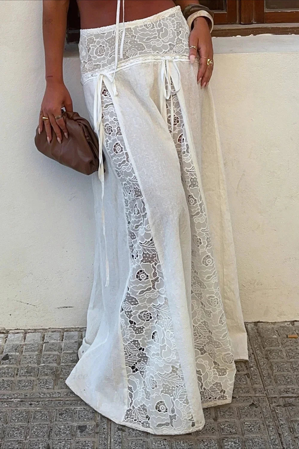 Women's SOERA Celeste Boho Lace Patchwork Maxi Skirt