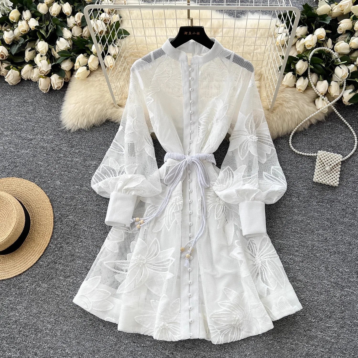 Women's SOERA Hedy Embroidered Lace Belted Dress