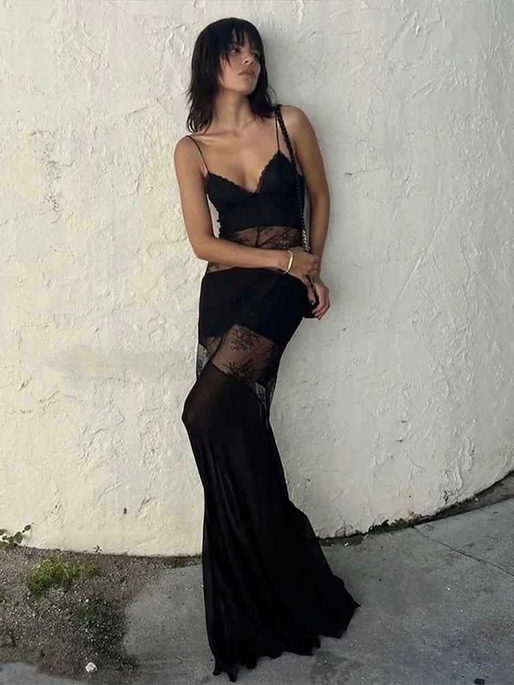 Women's SOERA Ravenna Sheer Lace Slip Maxi Dress