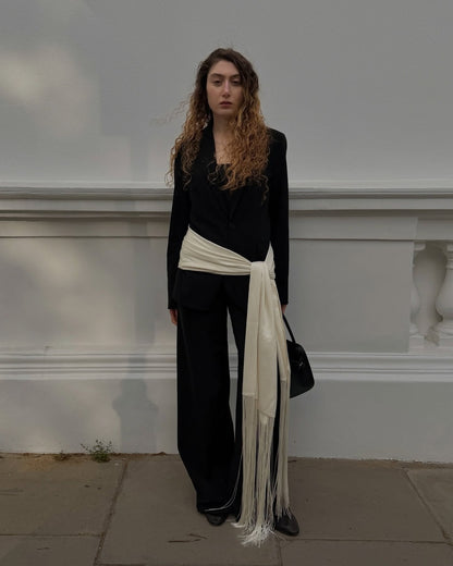 Women's SOERA Isabelle Fringe Tassel Satin Scarf Belt