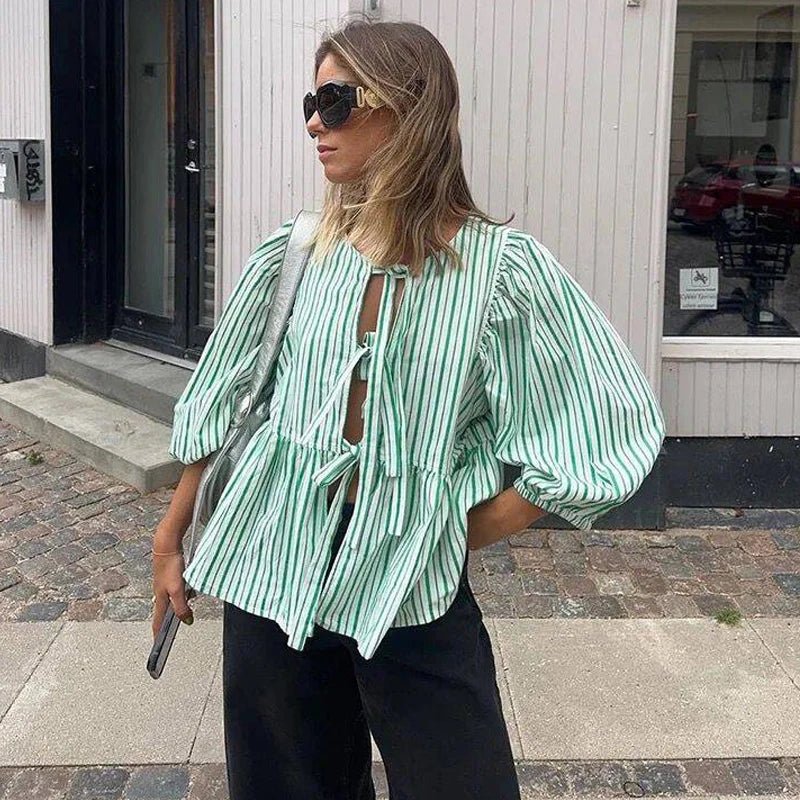 Women's SOERA Emma Striped Puff Sleeve Blouse