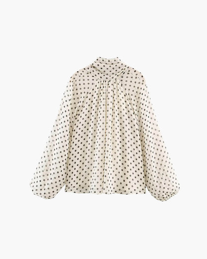 Women's SOERA Sofia High Collar Polka Dot Blouse