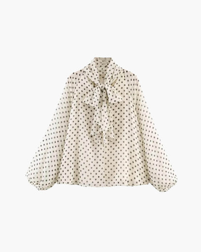 Women's SOERA Sofia High Collar Polka Dot Blouse