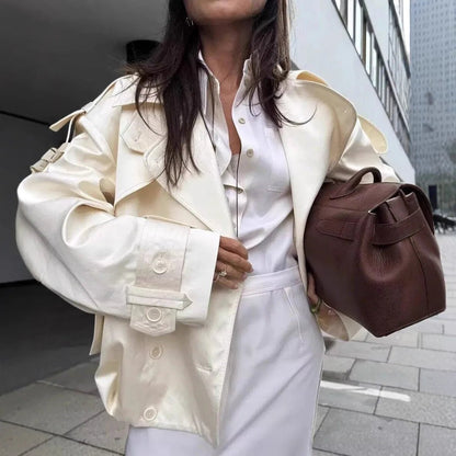 Women's SOERA Anais Retro Double-Button Windbreaker Jacket