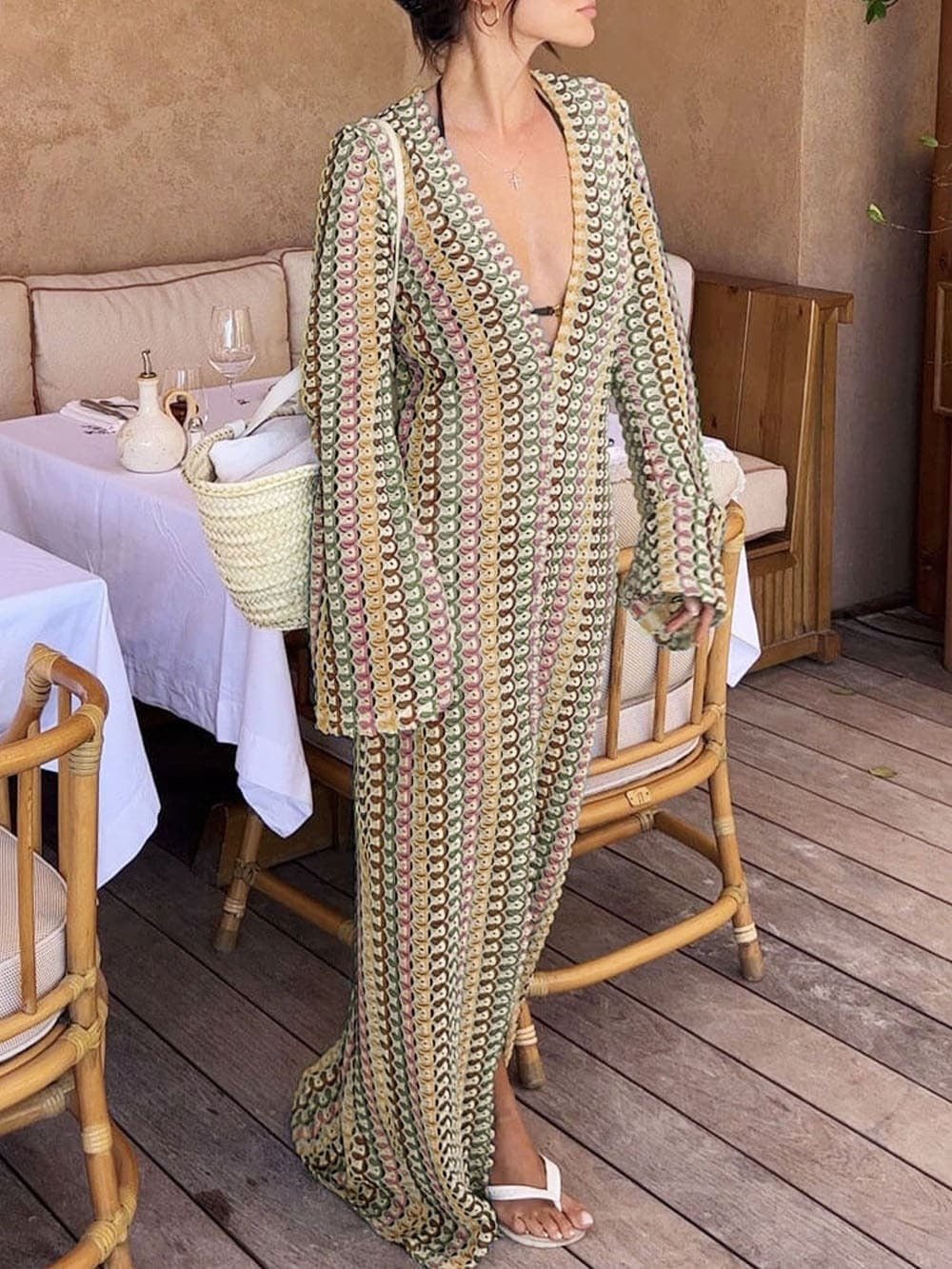 Women's SOERA Beatrice Crochet Stripe Maxi Dress