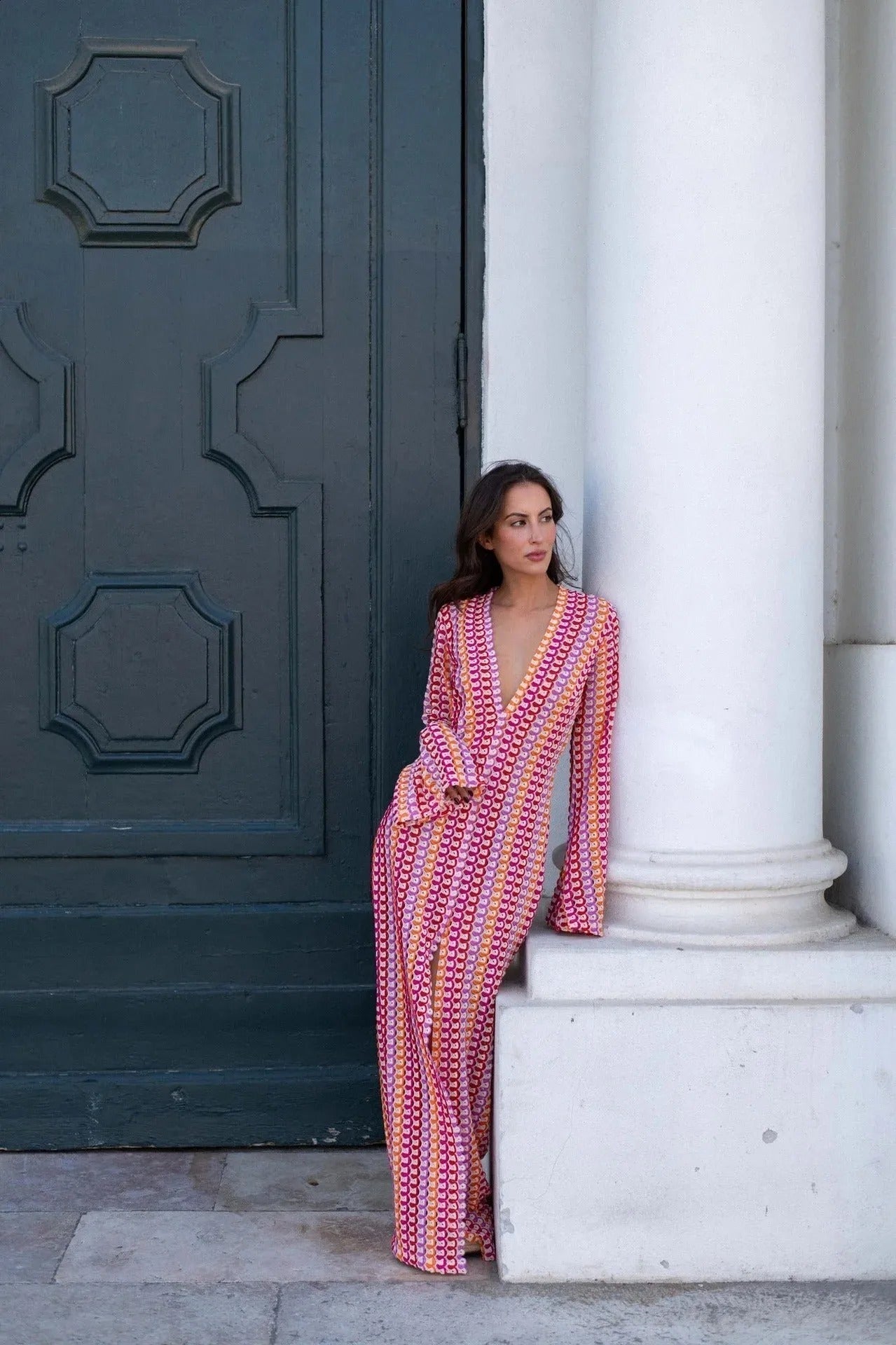 Women's SOERA Beatrice Crochet Stripe Maxi Dress