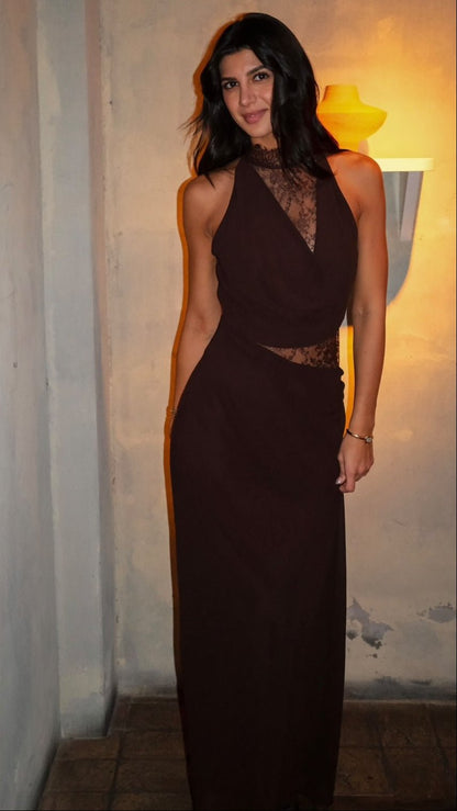 Women's SOERA Beatrice Halter Lace Patchwork Maxi Dress