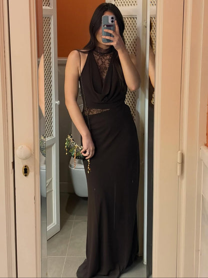 Women's SOERA Beatrice Halter Lace Patchwork Maxi Dress