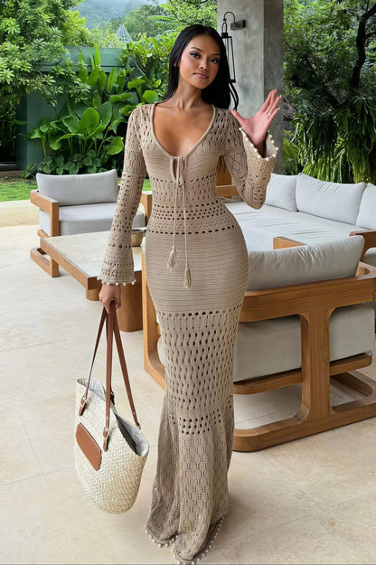 Women's SOERA Beatrice Ribbed V-Neck Cinched Maxi Dress