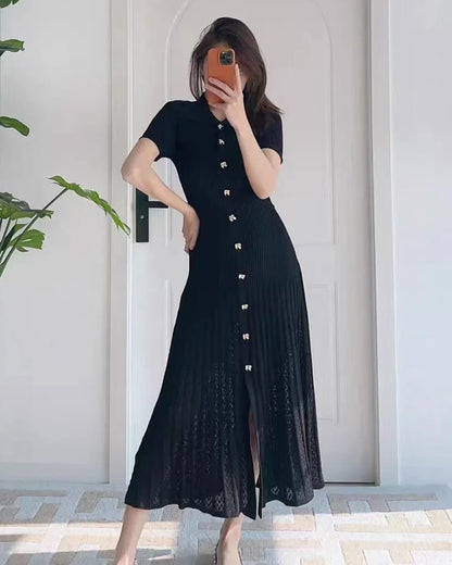 Women's SOERA Beatrice Turn-Down Collar Knit Maxi Dress