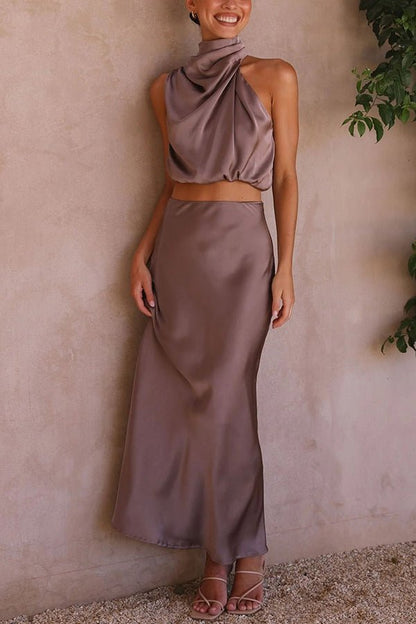Women's Beatrice Two-Piece Satin Wedding Guest Set