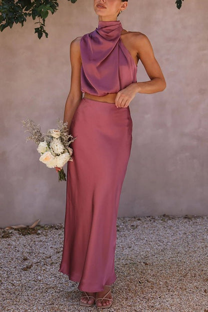 Women's Beatrice Two-Piece Satin Wedding Guest Set