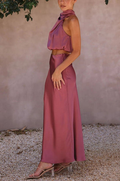 Women's Beatrice Two-Piece Satin Wedding Guest Set
