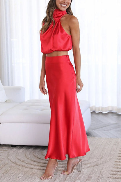 Women's Beatrice Two-Piece Satin Wedding Guest Set