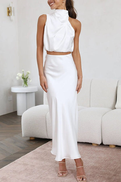 Women's Beatrice Two-Piece Satin Wedding Guest Set