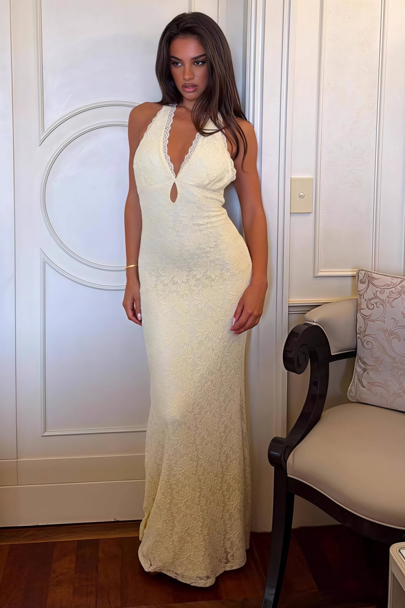 Women's SOERA Bianca Lace Halter Bodycon Maxi Dress