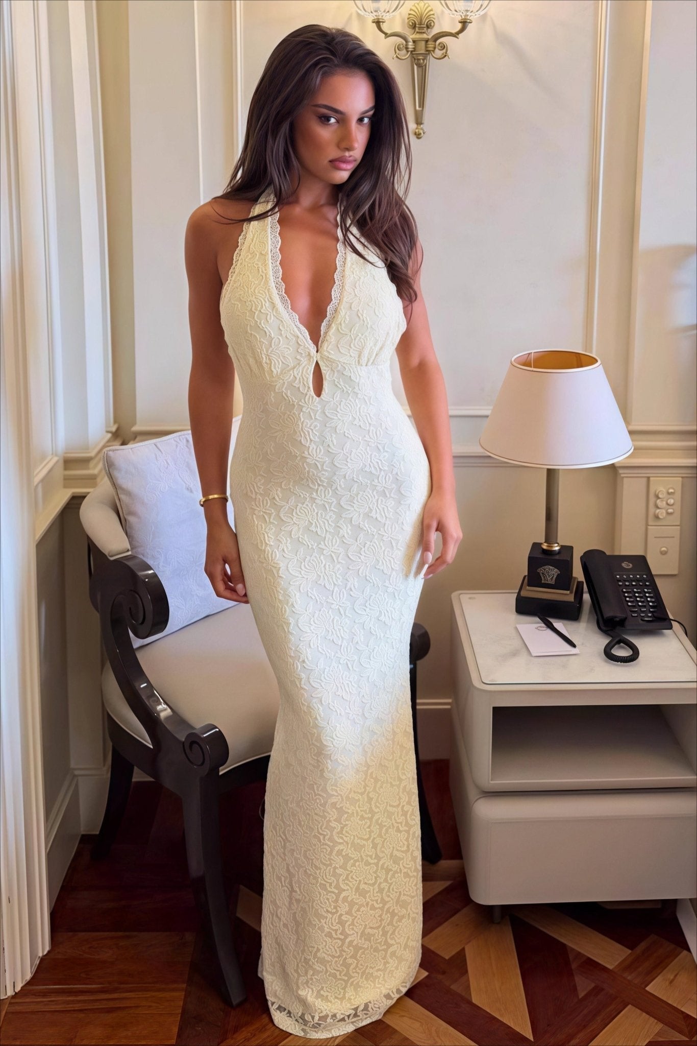 Women's SOERA Bianca Lace Halter Bodycon Maxi Dress