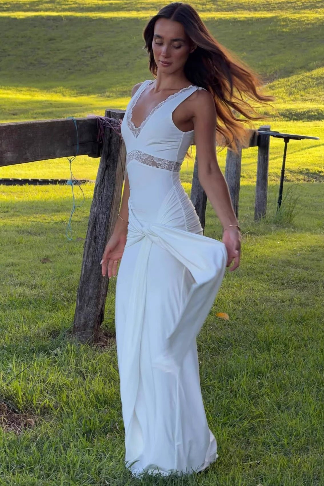 Women's SOERA Bianca Lace Panel Tie Strap Maxi Dress