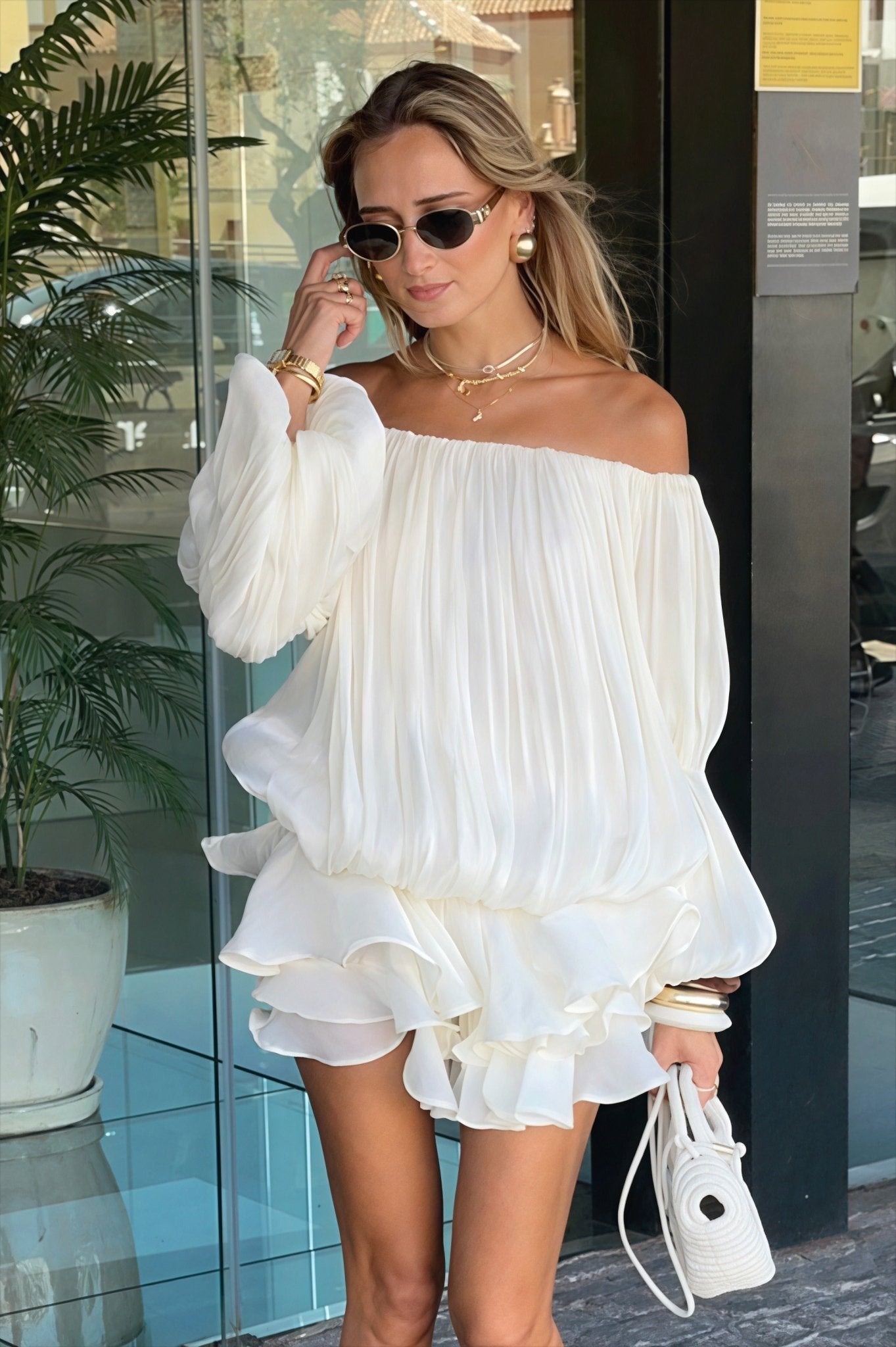 Women's SOERA Bianca Off-Shoulder Ruffle Tiered Mini Dress