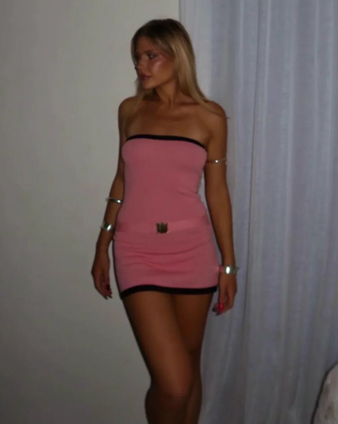 Women's SOERA Bianca Strapless Buckle Detail Knit Mini Dress