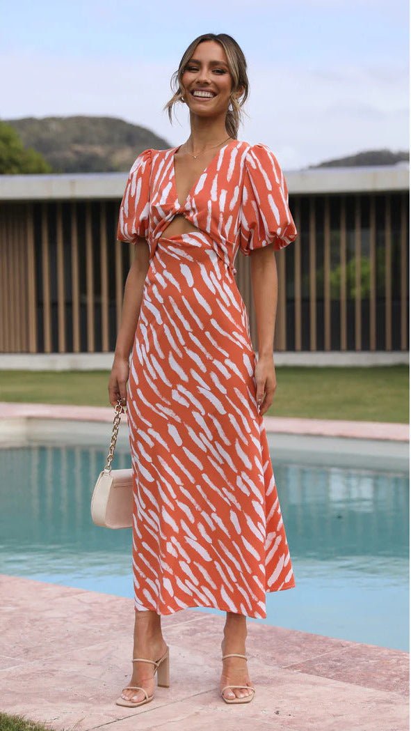 Women's SOERA Brooke Printed V-Neck A-Line Midi Dress