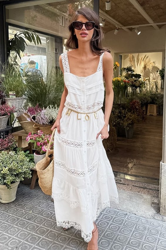 Women's SOERA Celeste Boho Lace Patchwork Ruffle Maxi Dress