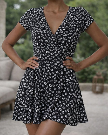 Women's Celeste Floral V-Neck A-Line Mini Dress