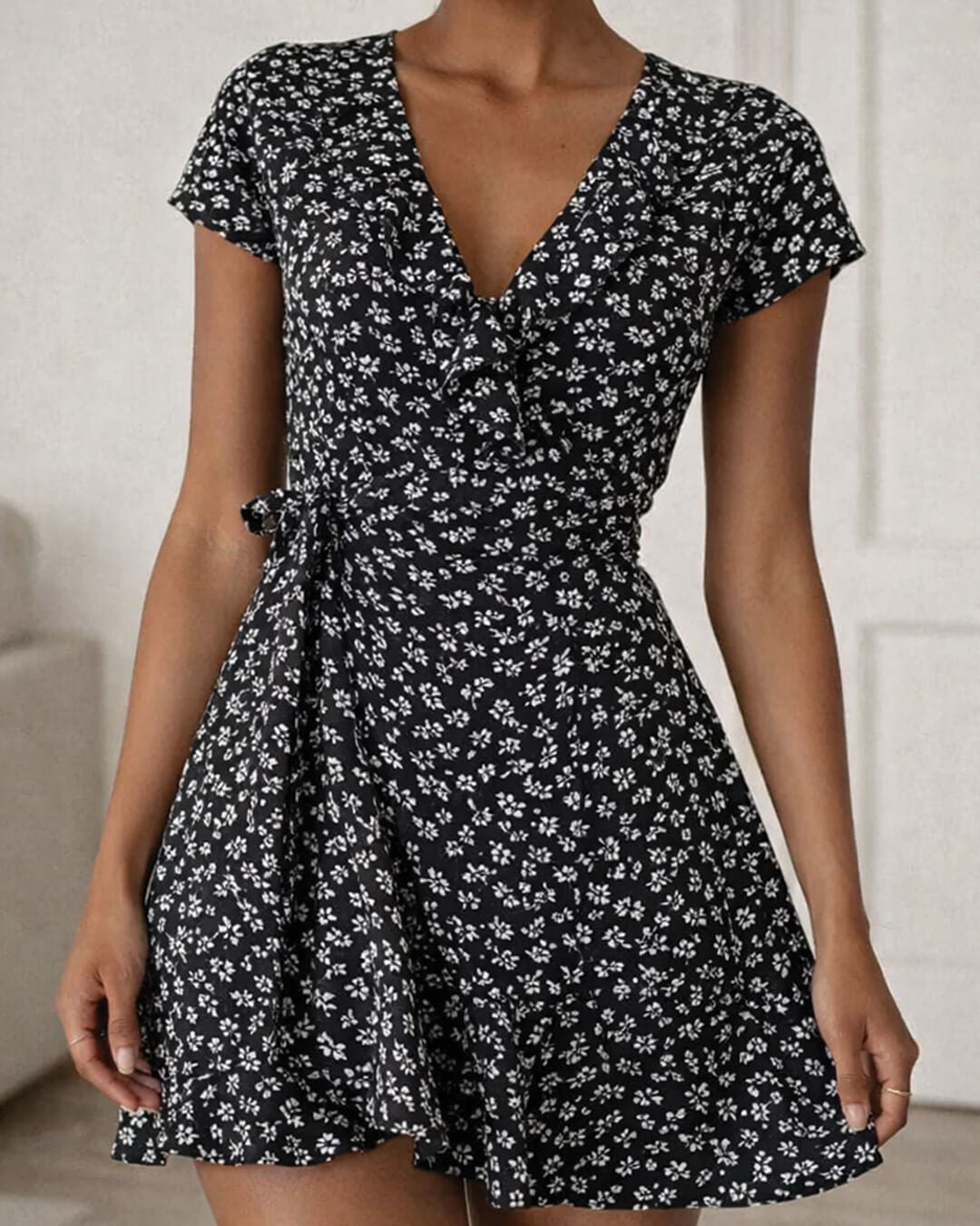 Women's Celeste Floral V-Neck A-Line Mini Dress