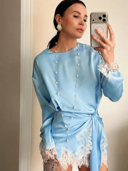 Women's SOERA Celeste Lace Satin Tie-Detail Dress