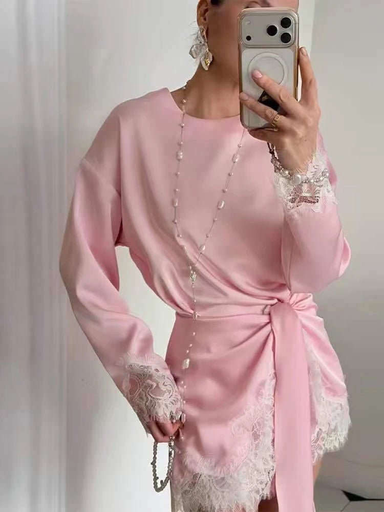 Women's SOERA Celeste Lace Satin Tie-Detail Dress