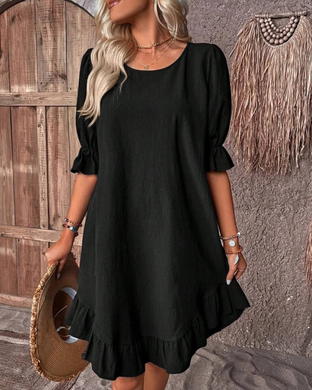 Women's Celeste Ruffle Hem Smock Dress