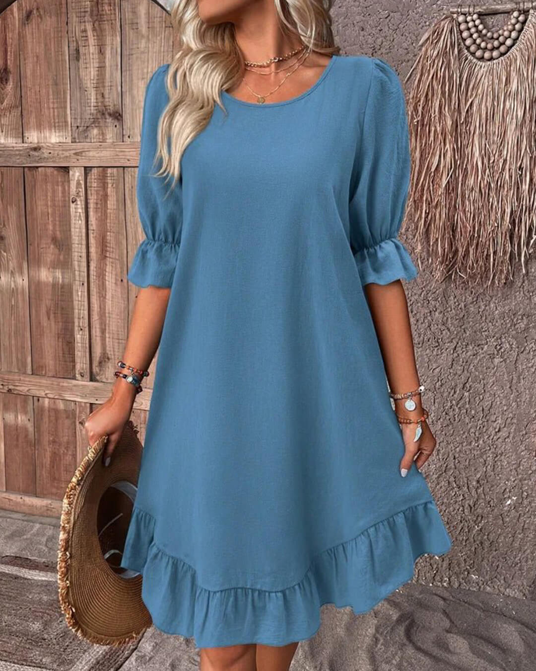 Women's Celeste Ruffle Hem Smock Dress