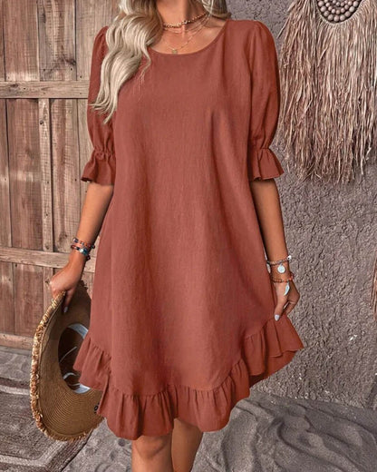 Women's Celeste Ruffle Hem Smock Dress