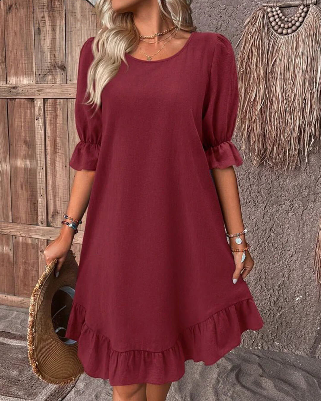 Women's Celeste Ruffle Hem Smock Dress