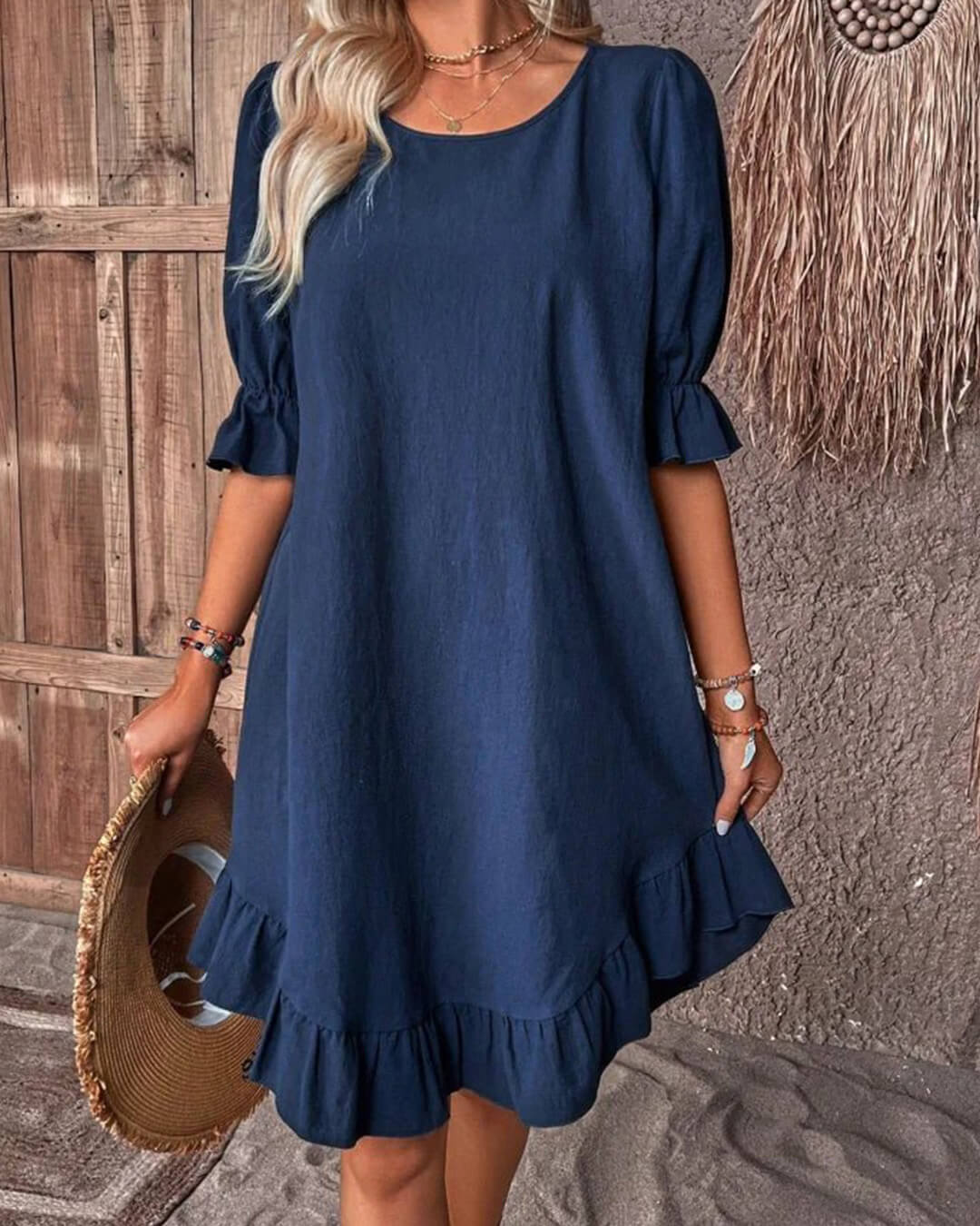 Women's Celeste Ruffle Hem Smock Dress