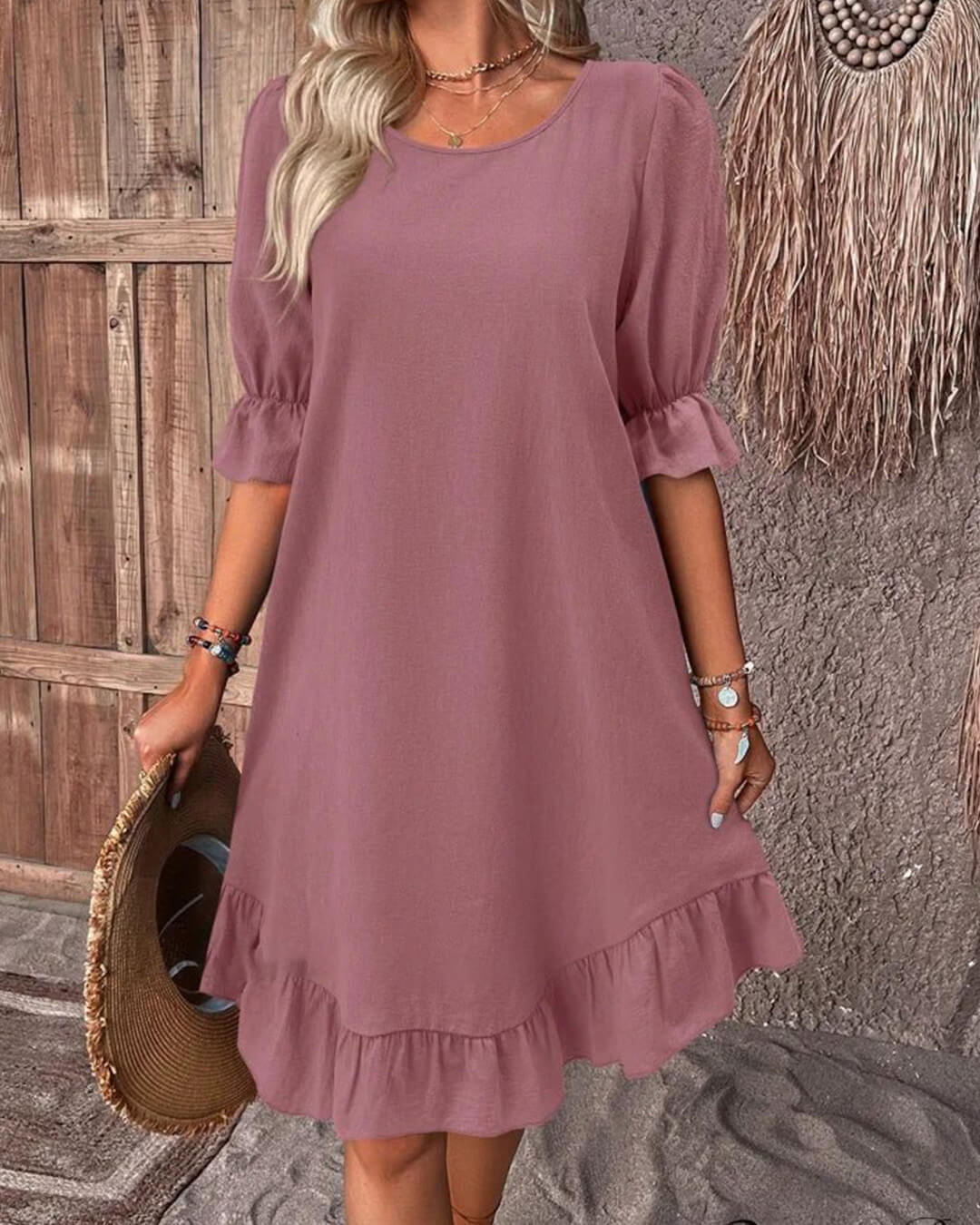 Women's Celeste Ruffle Hem Smock Dress