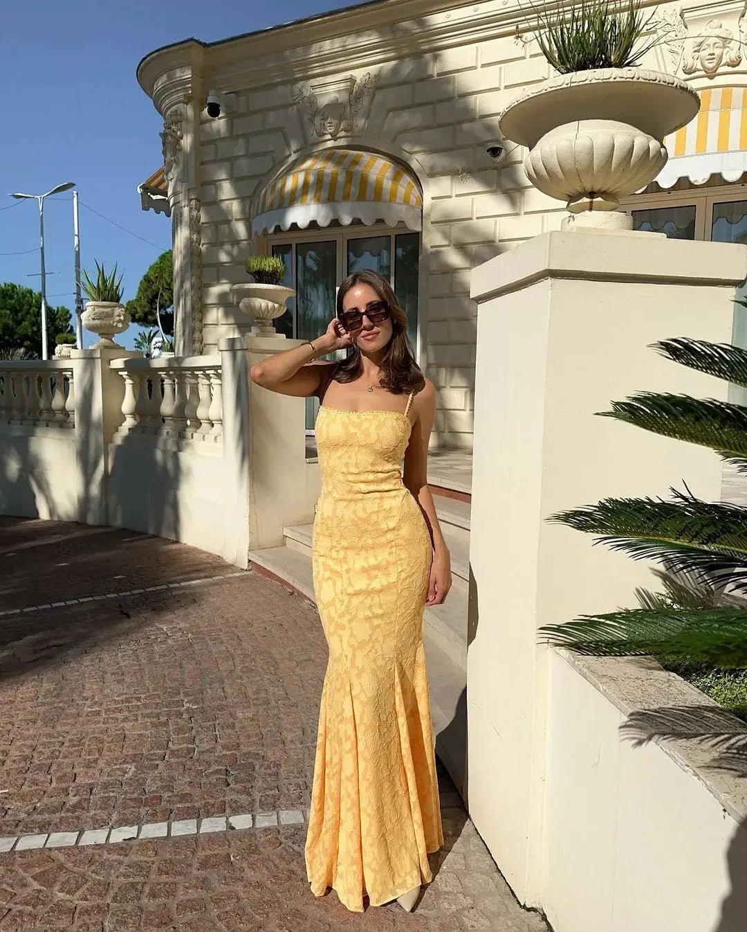 Women's Claire Lace-Up Back Fishtail Maxi Dress