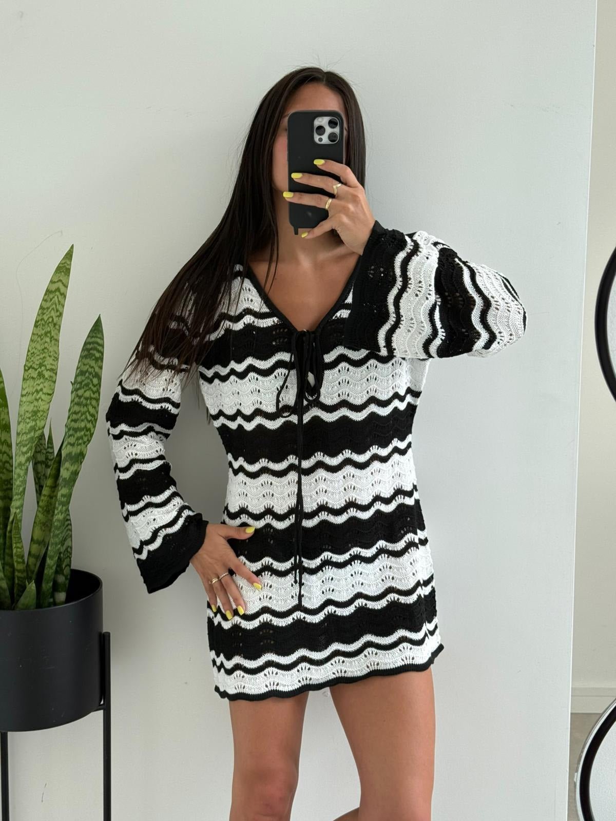 Women's Elena Crochet Contrast Mini Dress