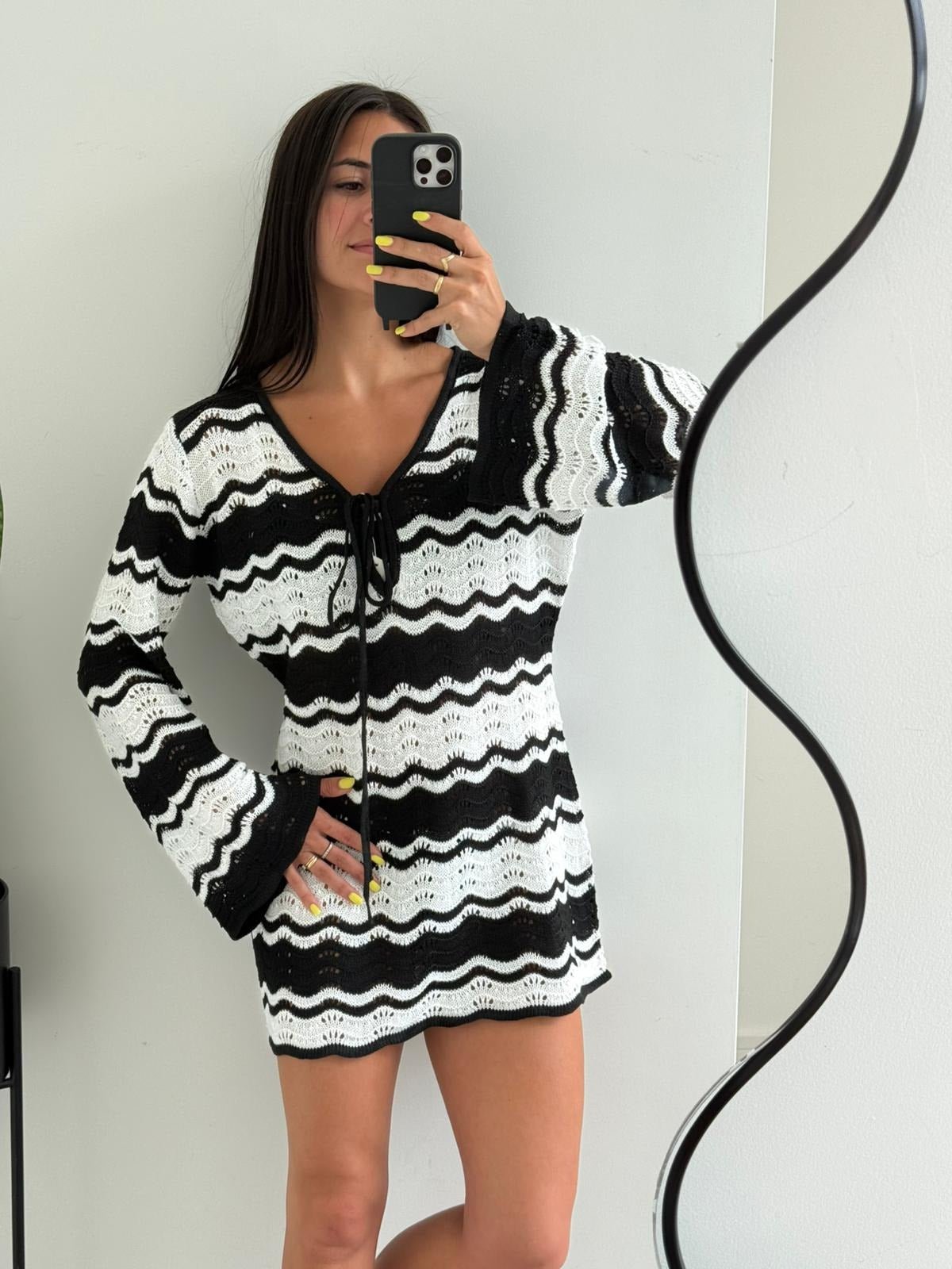 Women's Elena Crochet Contrast Mini Dress