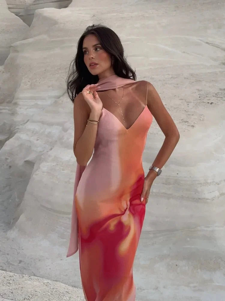 Women's SOERA Elena Open-Back Ombre Satin Maxi Dress