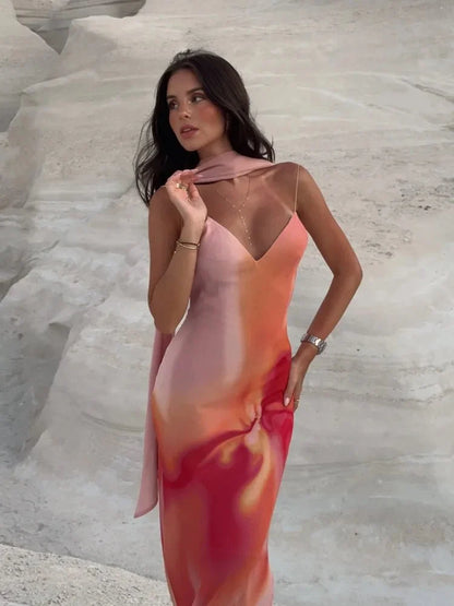Women's SOERA Elena Open-Back Ombre Satin Maxi Dress