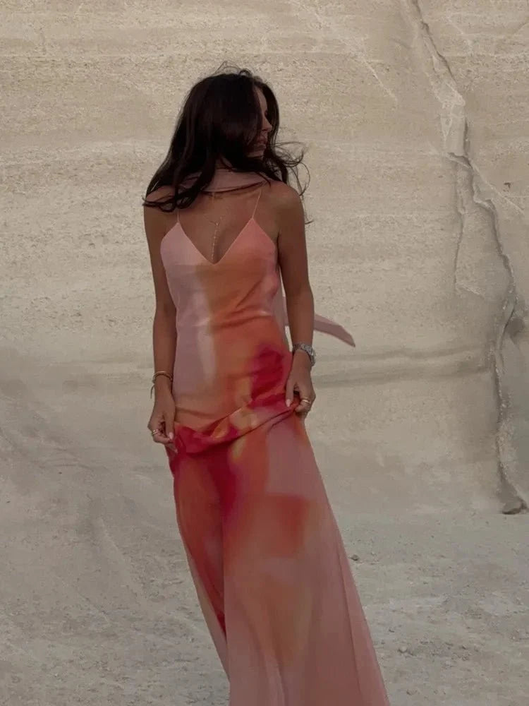 Women's SOERA Elena Open-Back Ombre Satin Maxi Dress